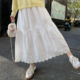 森女部落甜美温柔风镂空蕾丝裙摆高腰白色半身裙女百搭显瘦长裙春