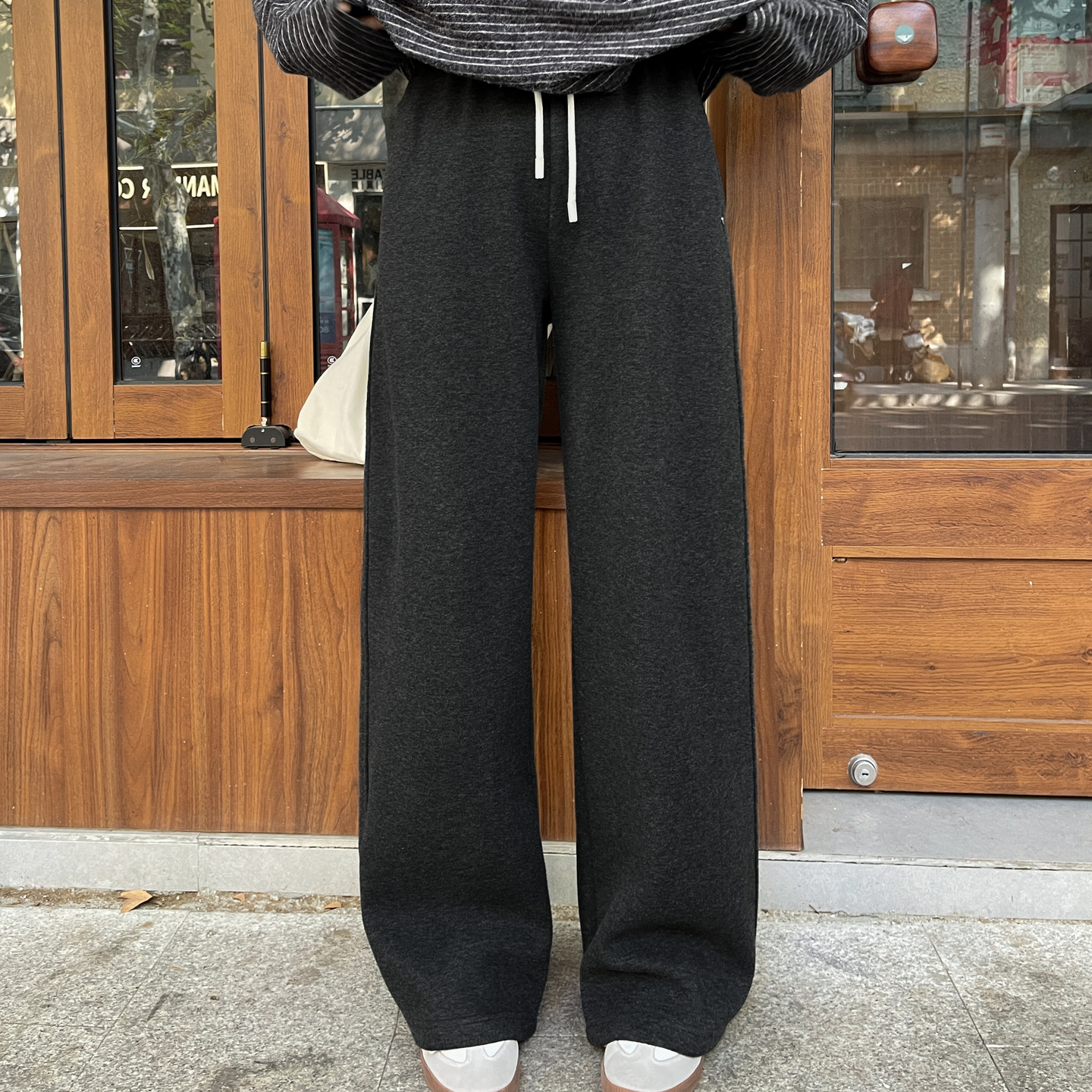 森女部落极简高级感加绒阔腿裤女2025新款百搭高腰休闲裤秋冬季
