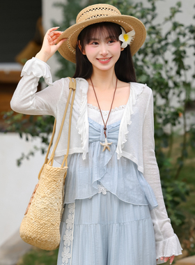 森女部落甜美风纯色百搭设计感短款薄外套女2026新款宽松长袖夏季