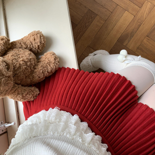 森女部落甜美风纯色高腰百褶半身裙女2025新款 百搭显高A字裙秋冬