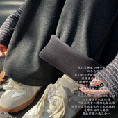 森女部落极简高级感加绒阔腿裤 冬季 女2026新款 百搭高腰直筒休闲裤