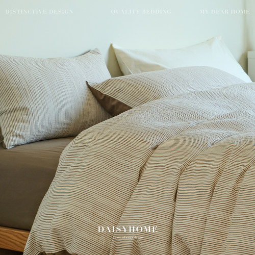 侘寂风纯棉色织提花条纹四件套