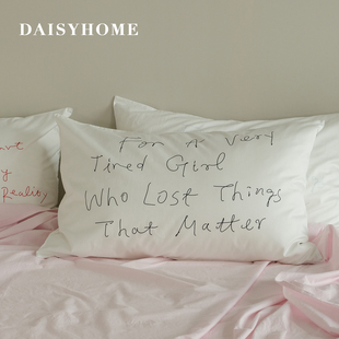 DAISYHOME2025新款 100纯棉ins百搭字母枕套单个48cmx74cm枕头套