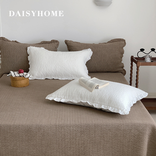 DAISYHOME韩式慵懒ins风植物染色高支高密棉绗缝床盖单品三件套