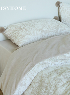 DAISYHOME冬季加厚兔毛雕花绒牛奶绒保暖床单四件套轻奢床上用品