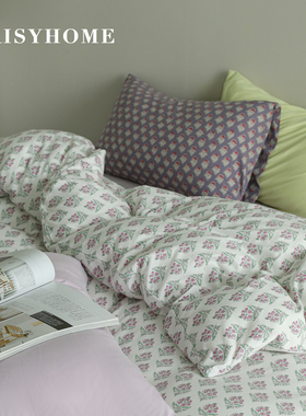 DAISYHOME洛哈独家复古印度风撞色针织棉全棉软糯母婴裸睡四件套