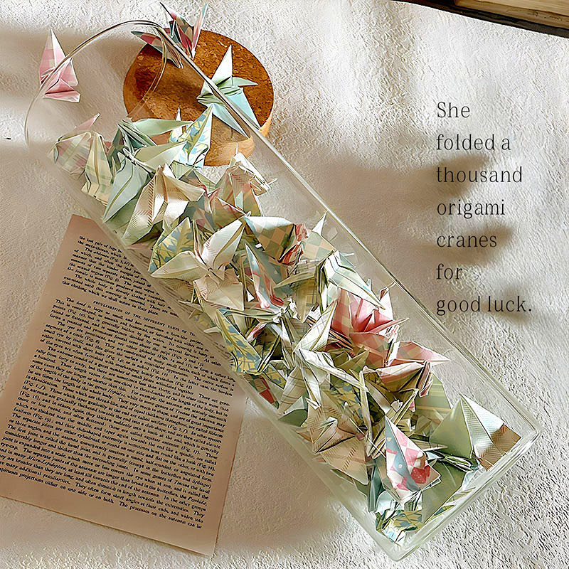 千纸鹤许愿瓶大号玻璃瓶木塞刻字星星瓶折纸祝福心愿瓶摆件礼物