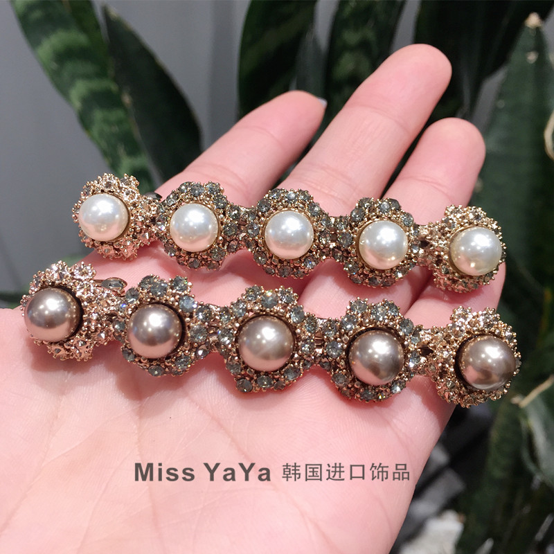 东大门复古珍珠百搭韩范弹簧夹