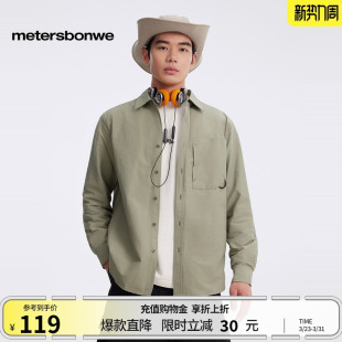 男春夏山系户外机能宽松百搭耐磨长袖 美特斯邦威衬衫 商场同款