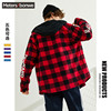 Metersbonwe lattice shirt man winter new pattern pure cotton comfortable Brushed shirt Long sleeve Hooded loose coat
