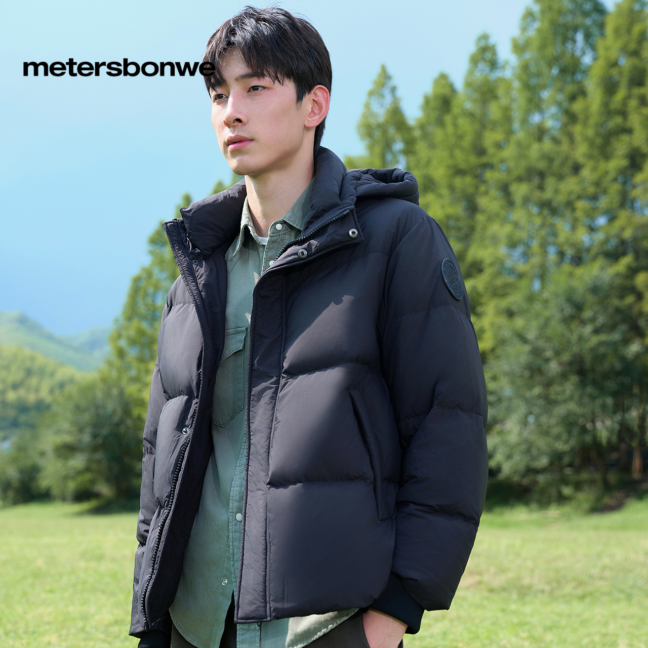 美特斯邦威羽绒服男士冬季新款宽松连帽新潮流短款时尚男外套