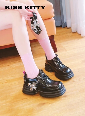KISSKITTY千禧花英伦百搭松糕厚底增高JK乐福鞋女SA43149-36