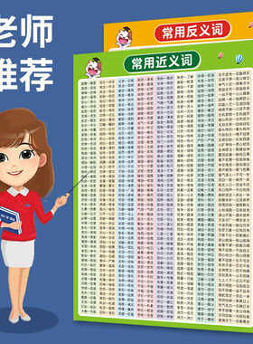 近义词反义词大全挂图墙贴小学生一二三四五六年级学习套装语文