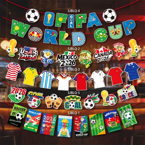 FIFA World Cup Flags世界杯吊旗体彩店氛围装饰串旗足球酒吧挂件