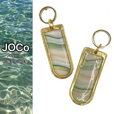 JOCo Fashion｜追忆似水流年原创手工浪纹软陶耳饰18K镀金耳钉