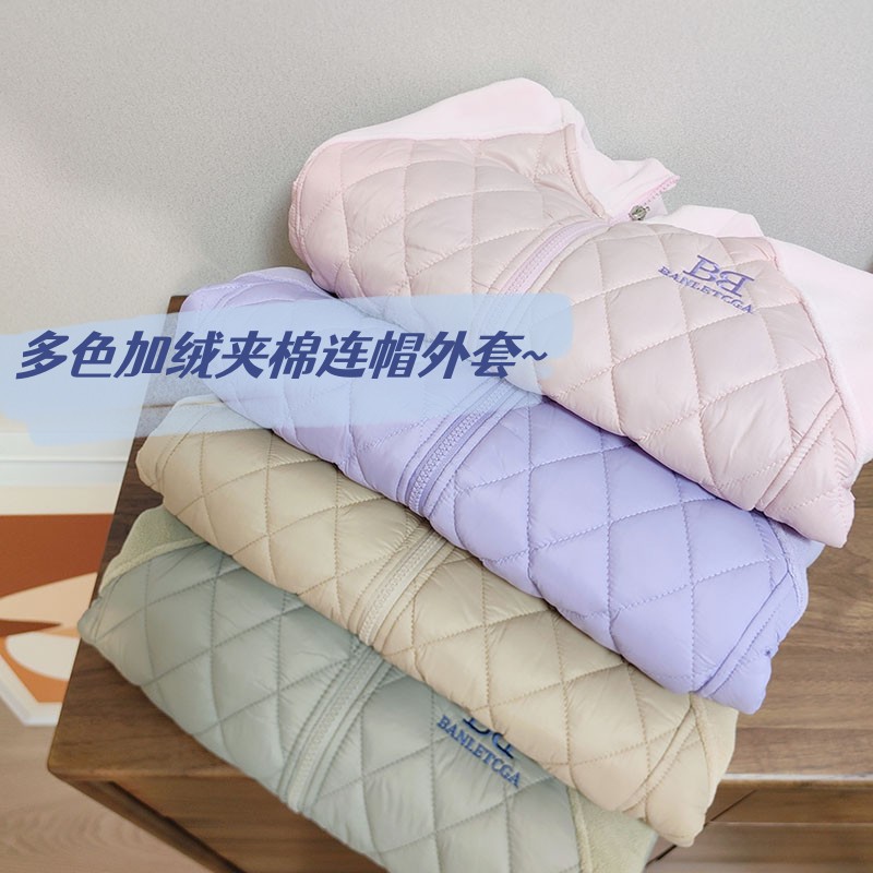 实用基础款！可穿三季 110-170男女童秋冬双面奥丽绒夹棉连帽外套