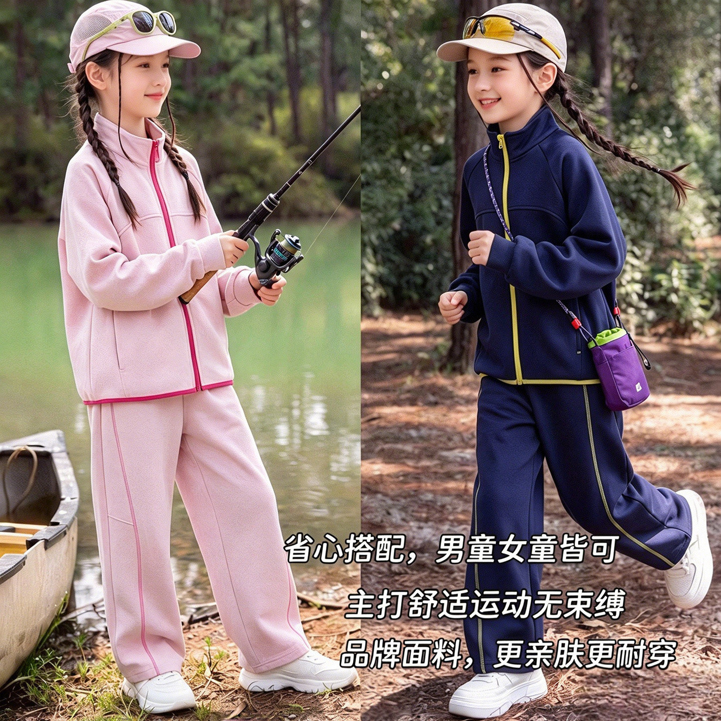舒适棉感秋季男女童运动套装图片