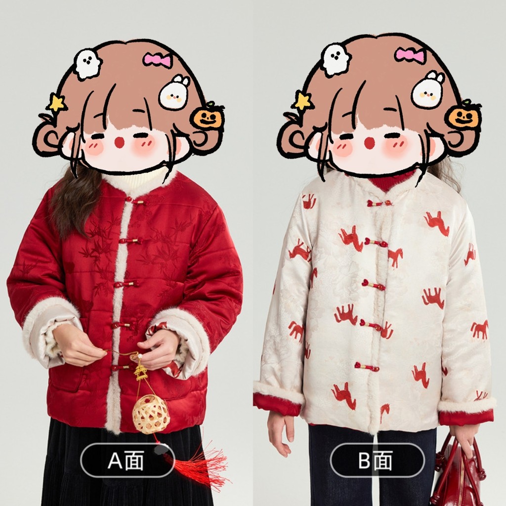 新年拜年服 110-160女童冬季双面穿国风外套保暖夹棉中式盘扣棉服,童装/婴儿装/亲子装,普通外套,淘宝优惠券,粉丝福利购,淘宝优惠卷