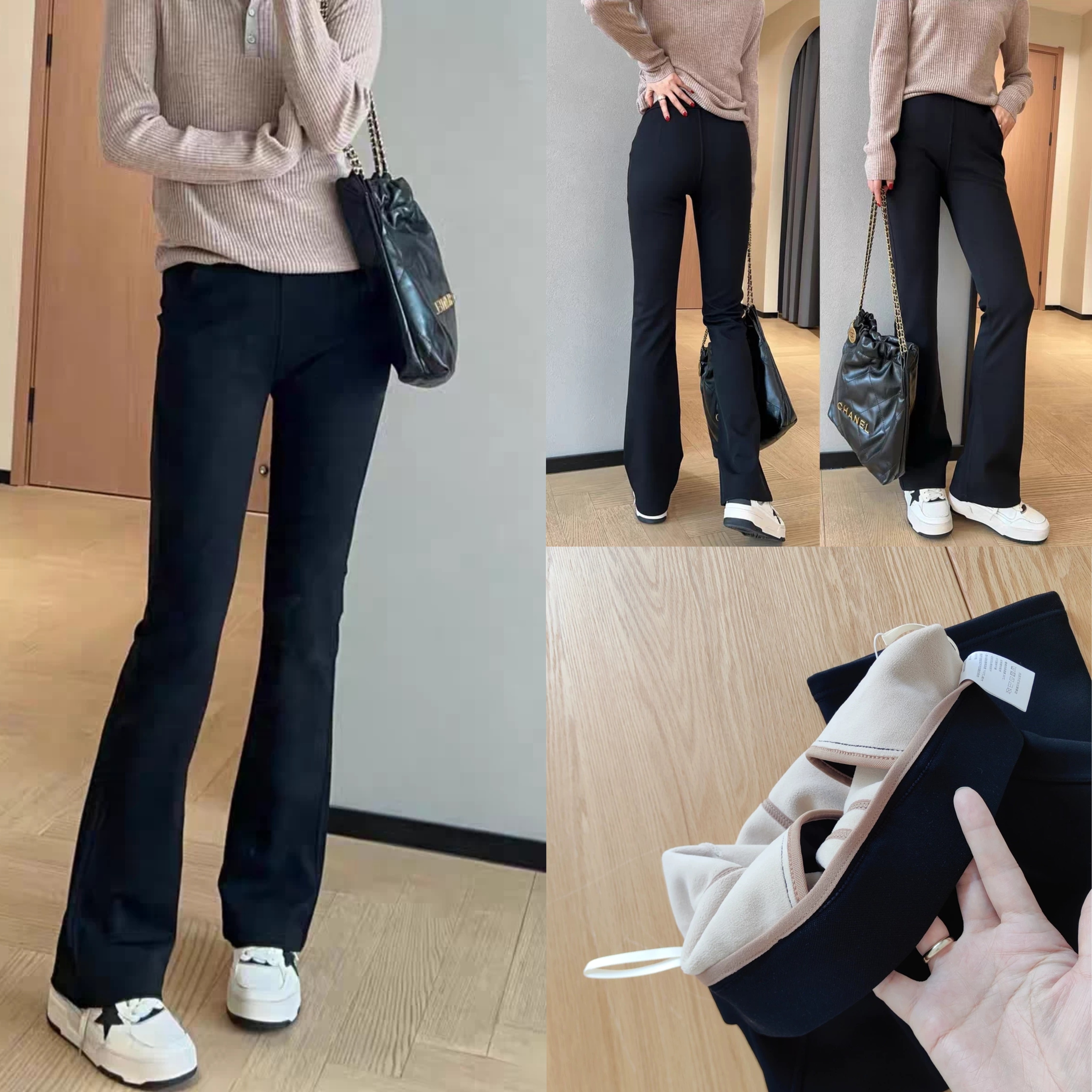 封神超模裤！JU显瘦加绒加厚锦纶弹力黑色女士微喇裤 保暖弹力裤,女装/女士精品,休闲裤,淘宝优惠券,粉丝福利购,淘宝优惠卷