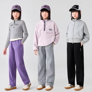 型 小脚裤 120 一体奥丽绒超好穿窄版 170女童秋冬直筒加绒裤 好版