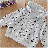 拉链开衫 女童卡通猫咪卫衣 洋气时尚 春季 女童上衣 蕾丝连帽外套