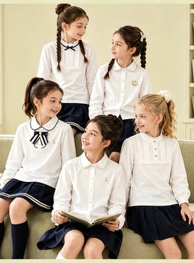 女童秋冬加厚纯棉学院风白衬衫