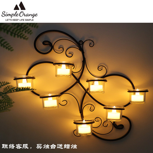 黑壁挂烛台铁艺烛台浪漫氛围装饰