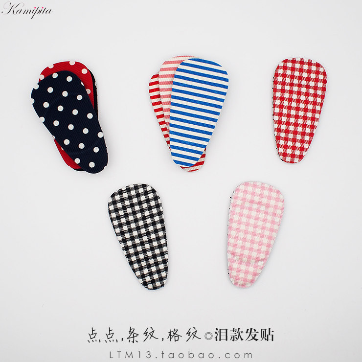 Kamipita收碎发发贴魔术贴盘发刘海贴棉质中款百搭波点泪款发饰