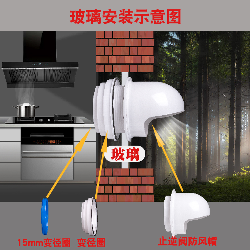 抽油烟机玻璃出风口穿墙排风口