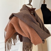 双面加厚纯色围巾女韩版 轻奢欧美风情侣高级感仿羊绒保暖披肩围脖