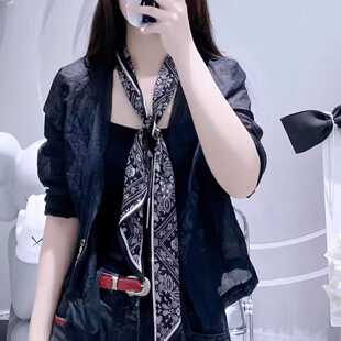 OL飘带 领巾职业装 斜角长条小丝巾高级感双面护颈脖子装 饰搭配西装