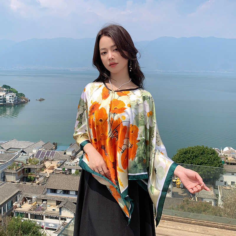 雪纺宽松罩衫女夏季薄款套头披肩外搭防晒沙滩巾百搭洋气时尚纱巾