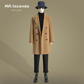 秋冬双面绵羊绒大衣男宽松落肩双排扣羊毛呢子外套反季 中长款 风衣