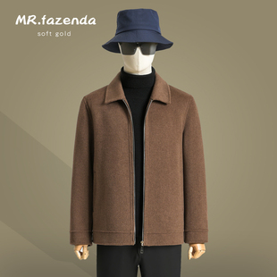 秋冬双面羊绒大衣男100%羊毛呢外套反季中年商务短款翻领呢子夹克