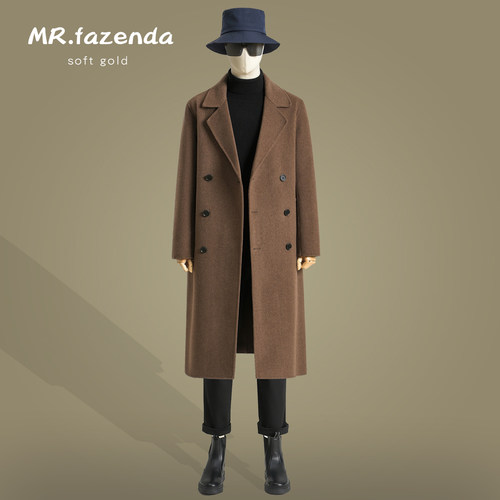 100%羊毛长款过膝双面羊绒大衣