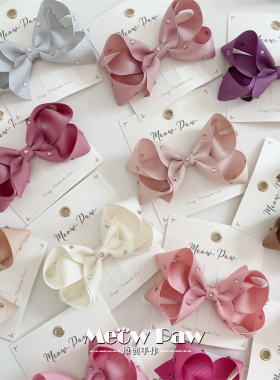 73全色烫钻版儿童蝴蝶结发饰10.5cm进口闪钻手工制作宝宝头饰发夹