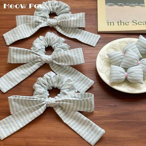 绑马尾超可爱的清新条纹发圈