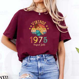 1975 Women Birthday Shirt送父母亲50岁生日礼物复古T恤 50th