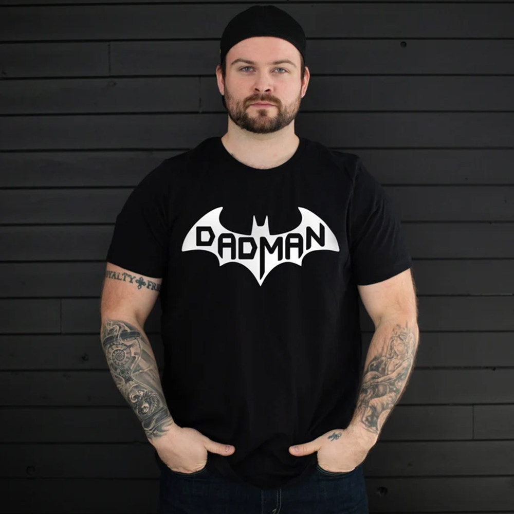 DadMan Fahters Day Gift Men T Shirt蝙蝠侠印花搞笑短袖送爸爸