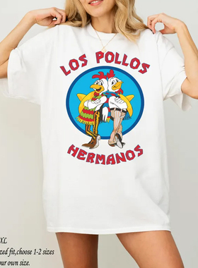 绝命毒师Pollos Hermanos T Shirts Gus炸鸡240克纯棉短袖女士T恤
