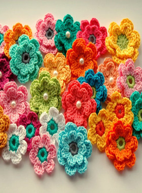 毛线花朵服装辅料手工diy小花贴