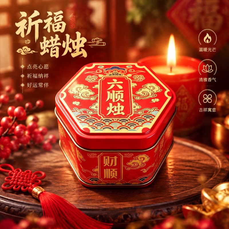 六顺烛金榜题名状元酥油烛考试上岸祈福家用无烟铁罐持久燃烧蜡烛