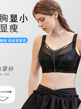 无钢圈薄款女内衣大胸显小全罩杯80H85J90H95I100I100J缩胸文胸罩
