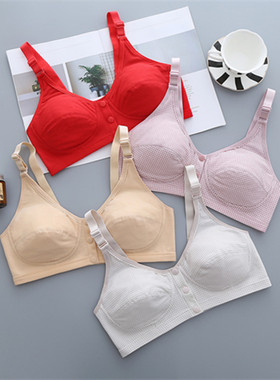 100%纯棉前扣薄少女士内衣 全棉100b105B110B中老年人学生文胸罩