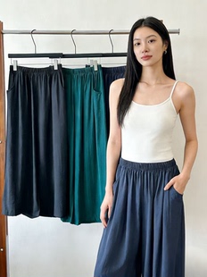 彩色八分裤 夏季 胖mm显瘦阔腿裤 休闲直筒裤 薄款