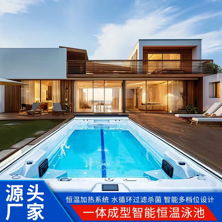 智能恒温露天泳池定制无边际游泳池水疗按摩音乐舒缓压力出口认证