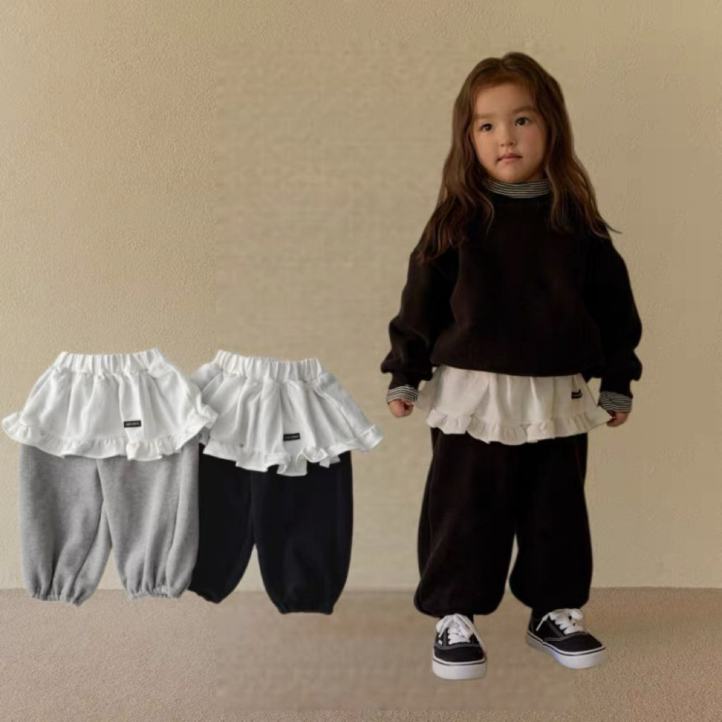 韩版童装秋冬女童宝宝加绒半身裙裤加绒卫裤假两件