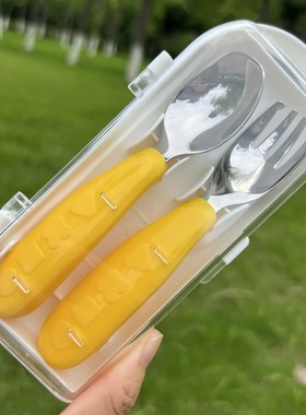Octoto奥克兔兔 儿童不锈钢叉勺辅食训练餐具宝宝学吃饭套装带盒