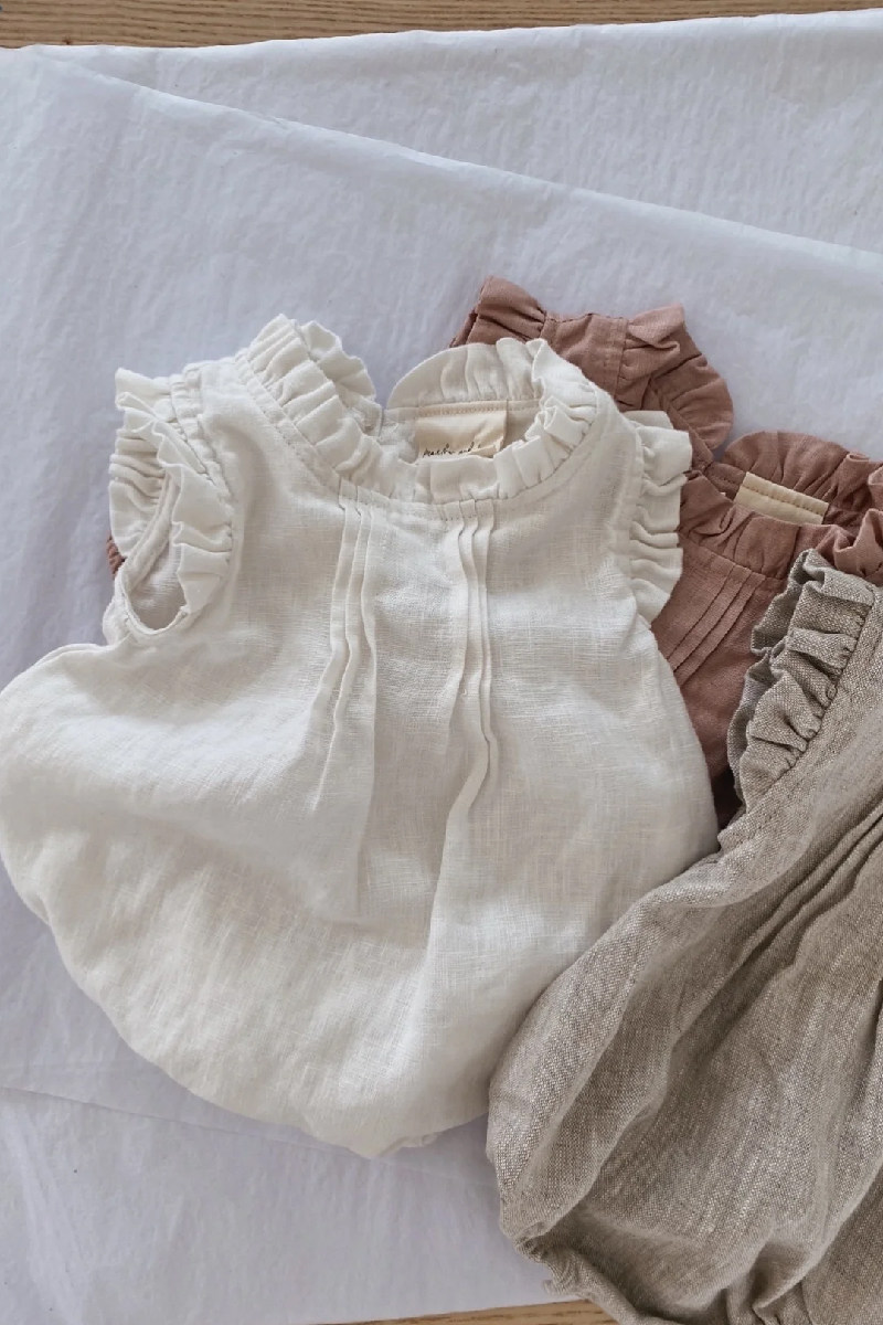 衿依亚麻夏季薄款婴儿包屁衣女宝宝连体衣无袖休闲儿童连体裤3845