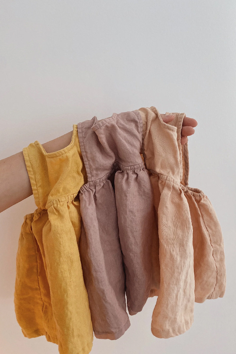 衿依原创雨露麻背心裙ins女童夏季新款亚麻连衣裙透气吸汗抑菌裙